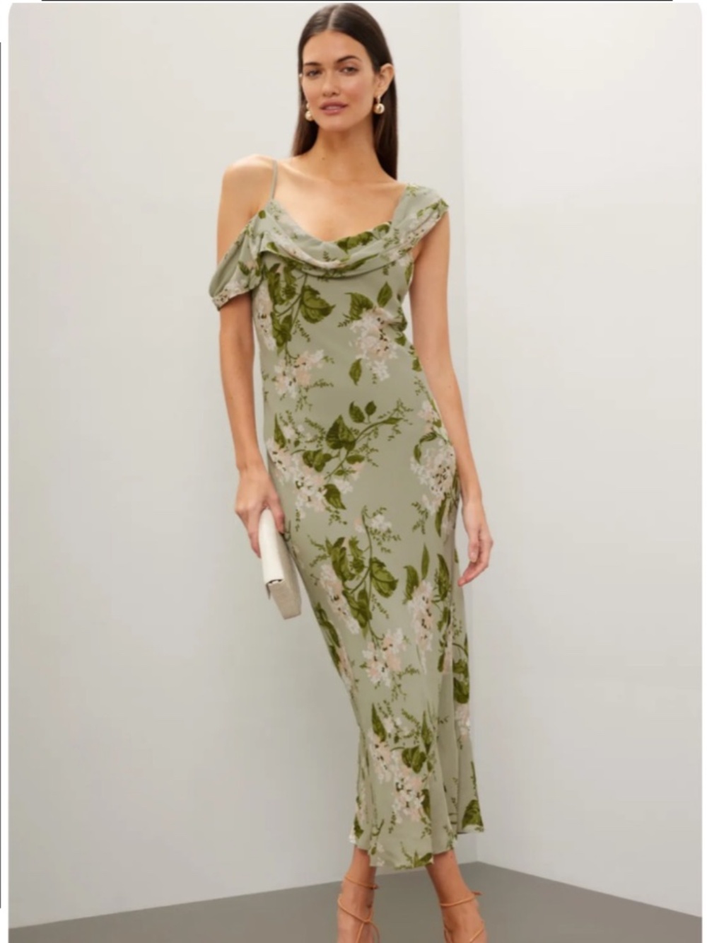 Reformation Reya Floral Drape Dress - Tea Garden - Picture 3 of 5